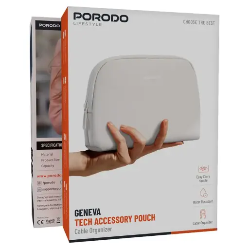 [9904781959056] Porodo Lifestyle Geneva Tech Accessory Pouch Beige PDLFSTPBG