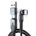 STATIK Power Pivot Pro 6.6Ft 2Mtr USB-C to USB-C Braided Nylon Cable with USB-A Adapter With 100w Fast Charge Black PUP-0455-6FT-CC