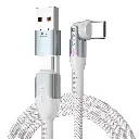 STATIK Power Pivot Pro 3.3Ft 1Mtr USB-C to USB-C Braided Nylon Cable with USB-A Adapter With 100w Fast Charge Black PUP-0455-3FT-CC-WHT