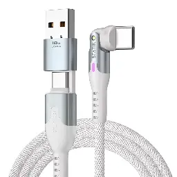 STATIK Power Pivot Pro 3.3Ft 1Mtr USB-C to USB-C Braided Nylon Cable with USB-A Adapter With 100w Fast Charge Black PUP-0455-3FT-CC-WHT