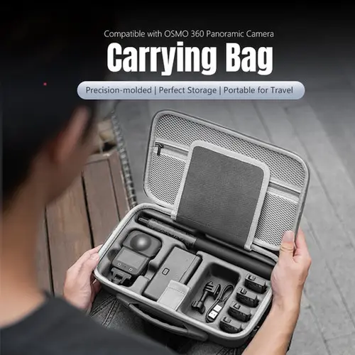 [26480910164] Durable Faux Leather Hard Storage Bag for DJI Osmo360 Adventure Combo Gray 