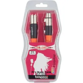 [799804312111] Bespeco 3P XLR Female To 3P XLR Male 6 Meter 20Ft Pro Audio Cable XLR Cable SLFM600