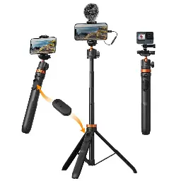K&F Concept 2in1 Selfie Stick Tripod With GoPro Adapter & Bluetooth Remote Controller MS08 KF09.127V1