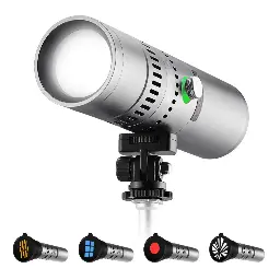 K&F Concept RGB SP25C Flashlight for Photography, 4500mAh Aluminum Alloy Studio Video Light, 25W Rechargeable LED Light, 4 Color Fill Light with 20 Gobos, Zoomable Focus KF34.063