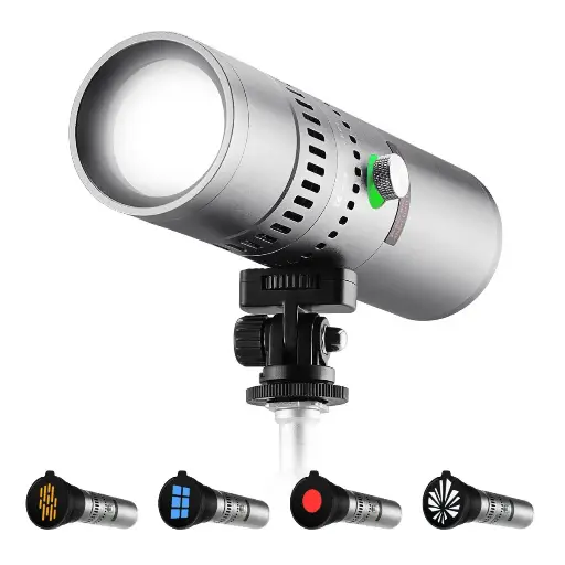 [KF34.063] K&F Concept RGB SP25C Flashlight for Photography, 4500mAh Aluminum Alloy Studio Video Light, 25W Rechargeable LED Light, 4 Color Fill Light with 20 Gobos, Zoomable Focus KF34.063