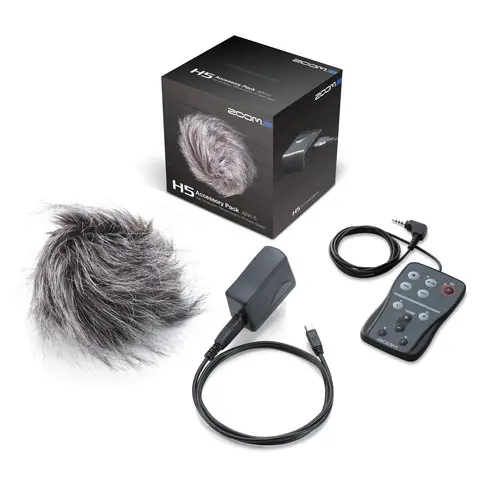 [884354013363] Zoom H5 Accessories Pack contains hairy Windscreen, Remote Control & AC Power Adapter APH-5